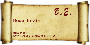 Bede Ervin névjegykártya